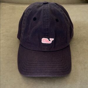 Vineyard Vines Navy Baseball Cap with Pink Whale Logo